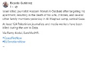 Palestinian photojournalist Hosam Manal Al-Dabaka and his family were killed; Gutiérrez: It’s High Time for Sanctions Against Israel Palestinian photojournalist Hosam Manal Al-Dabaka and his family were killed; Gutiérrez: It’s High Time for Sanctions Against Israel